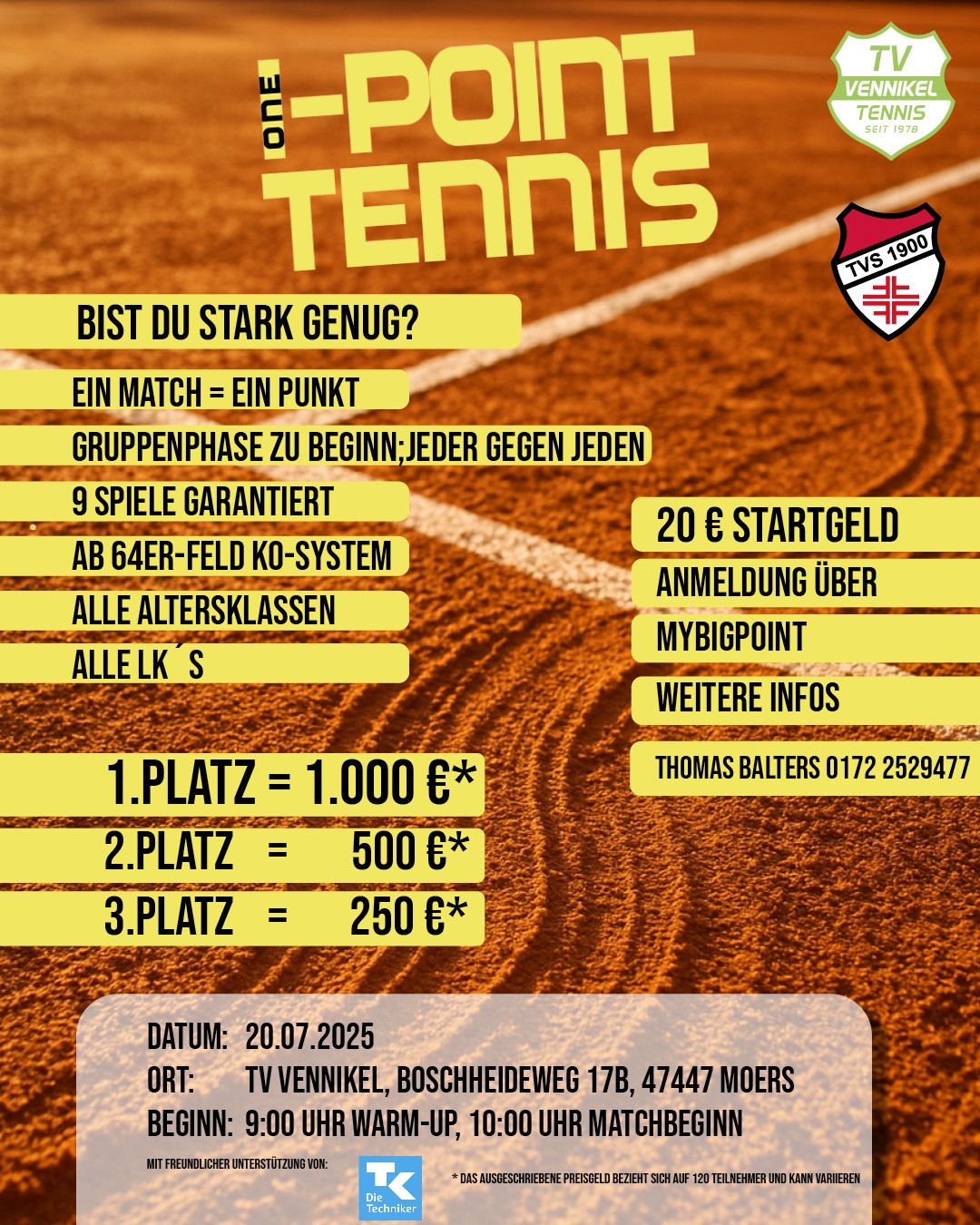 One-Point-Tennis 2025 Turnierplakat